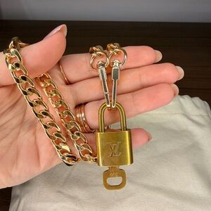 Louis Vuitton Gold Padlock Chain Necklace